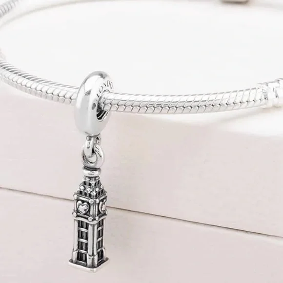 Retired Pandora Big Ben United Kingdom National Icon Bead Charm Sterling Silver - Picture 3 of 13